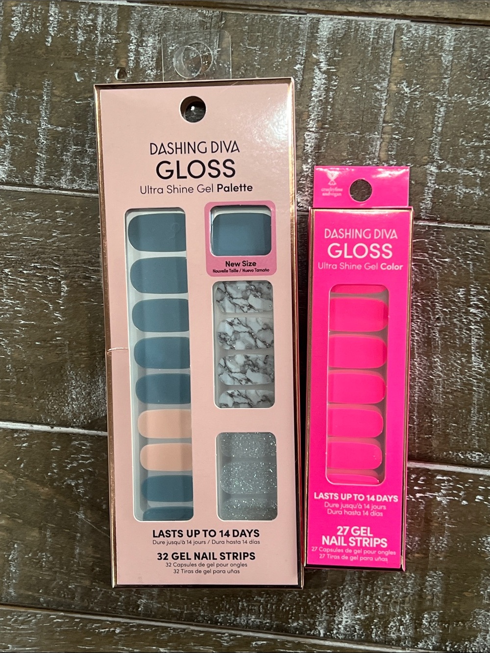 Dashing Diva Gloss Gel Nail Strips — Pink & Blue Set of 2